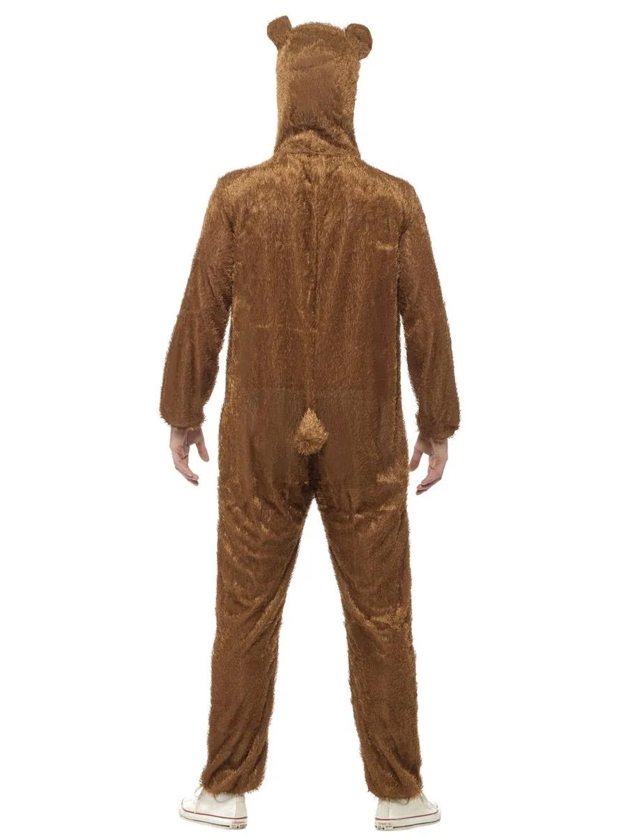 Fuzzy Brown Bear Mens Onesie Costume