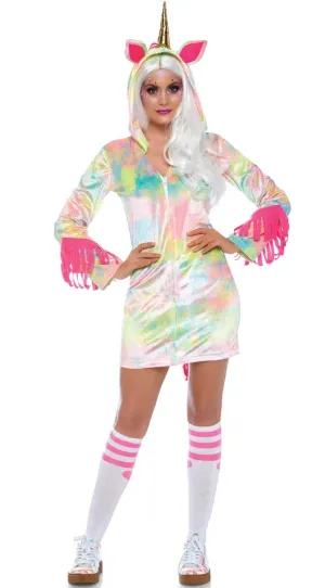Fuzzy Enchanted Rainbow Unicorn Womens Costume