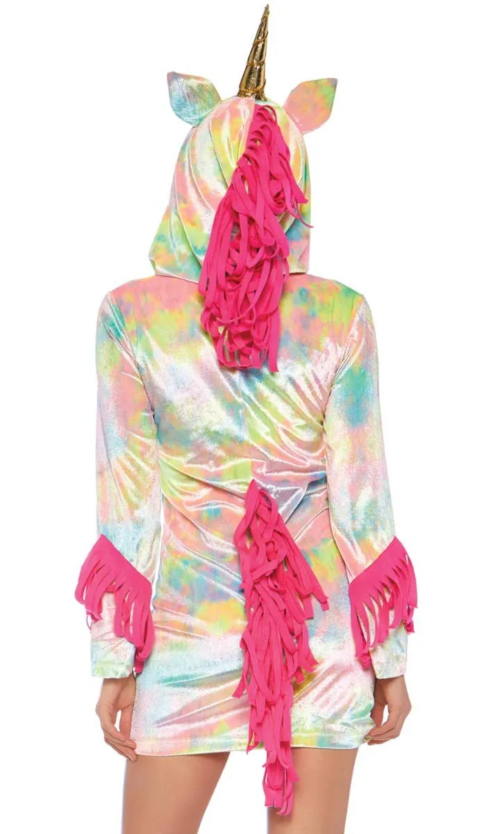 Fuzzy Enchanted Rainbow Unicorn Womens Costume