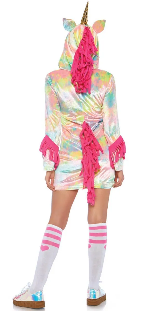 Fuzzy Enchanted Rainbow Unicorn Womens Costume