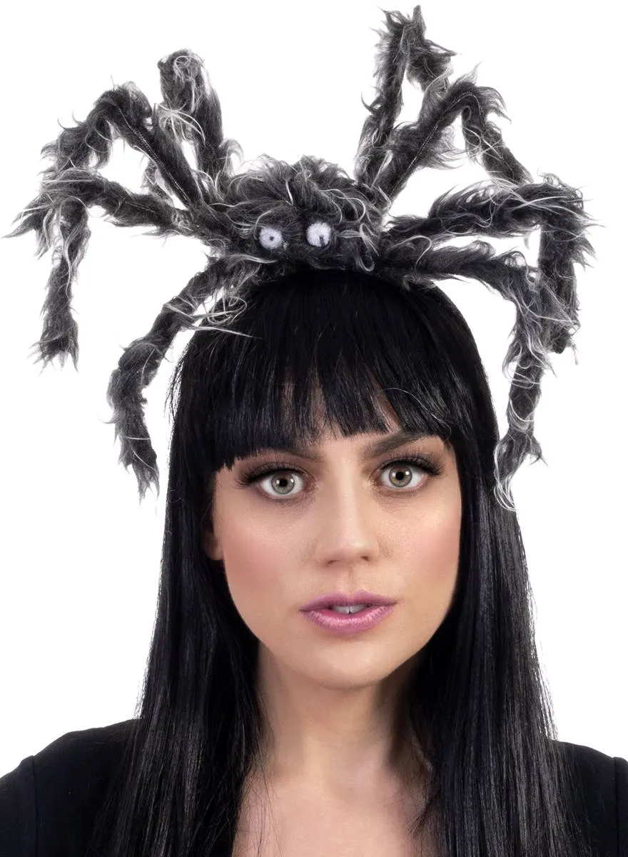 Fuzzy Grey Spider Halloween Headband