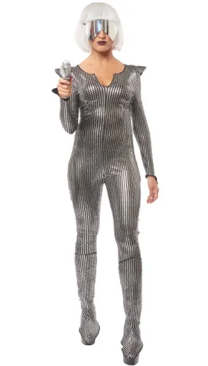 Galaxy Girl Silver Metallic Womens Space Costume