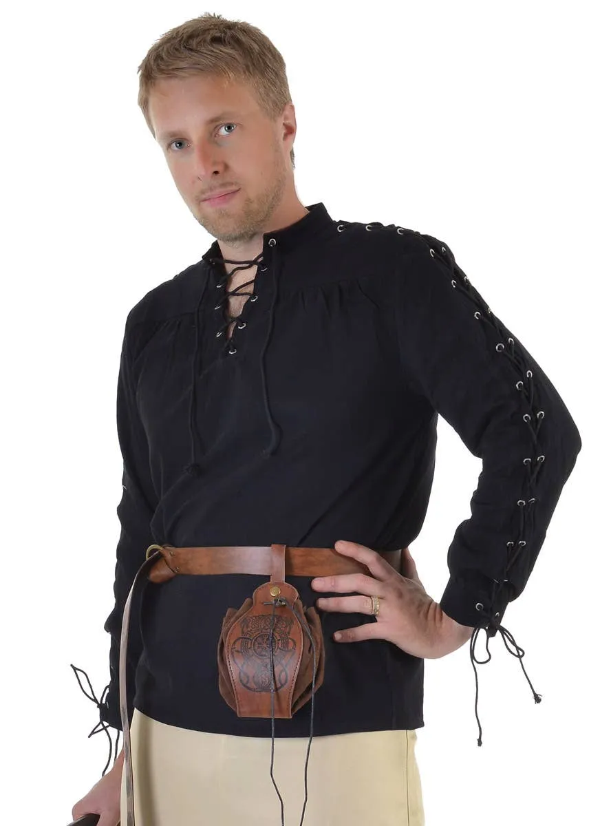 Gallant Black Long Sleeve Medieval Mens Costume Shirt