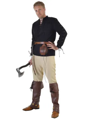 Gallant Black Long Sleeve Medieval Mens Costume Shirt