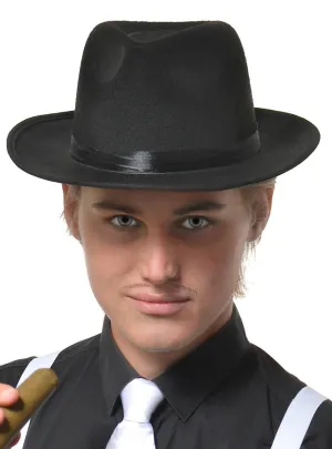 Gangster 1920s Adults Fedora Hat in Black