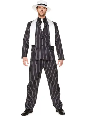 Gangster Boss Mens 1920s Pinstripe Dress Up Costume