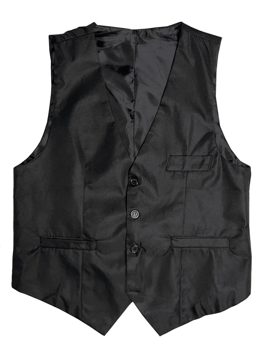 Gangster Teen Boys Black 1920s Costume Vest