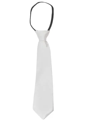 Gangster Zip Up White Satin Costume Neck Tie