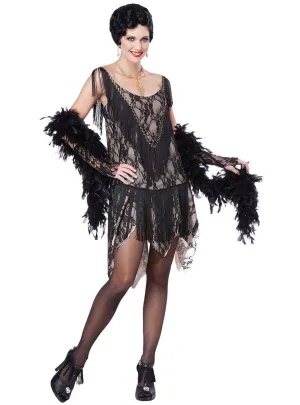 Gatsby Gal Womens Vintage Black Lace 1920s Flapper Costume