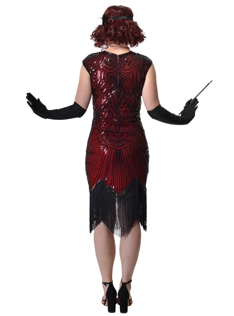 Gatsby Womens Red and Black Sequin 1920s Costume