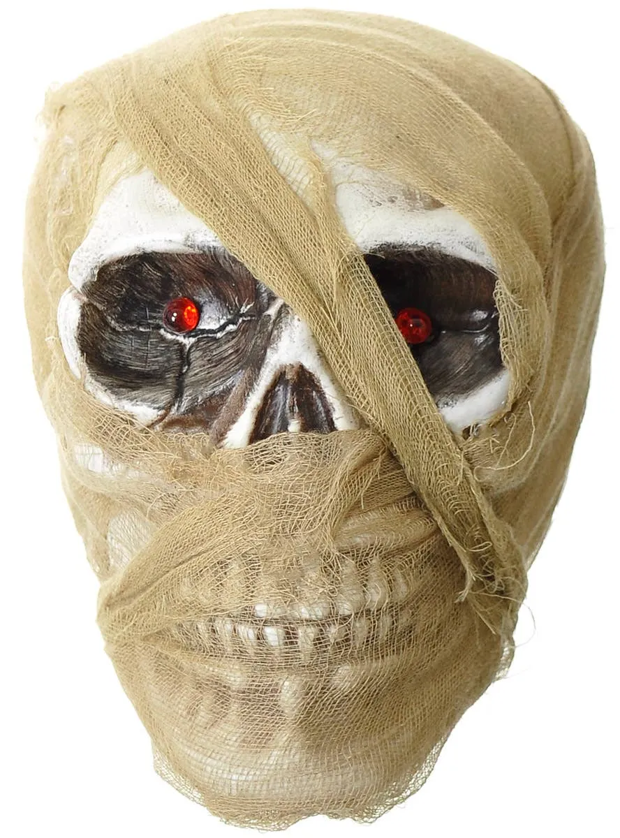 Gauze Wrapped Skull Halloween Decoration with Light Up Eyes