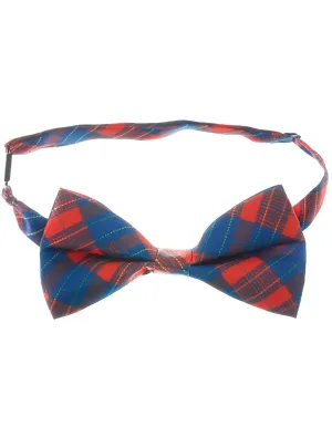 Geek Chic Red and Blue Tartan Bow Tie Costume Accessory