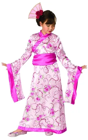 Geisha Princess Girls Pink Kimono Costume