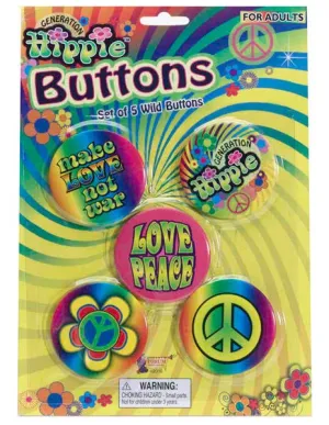 Generation Hippie Groovy Peace Badges