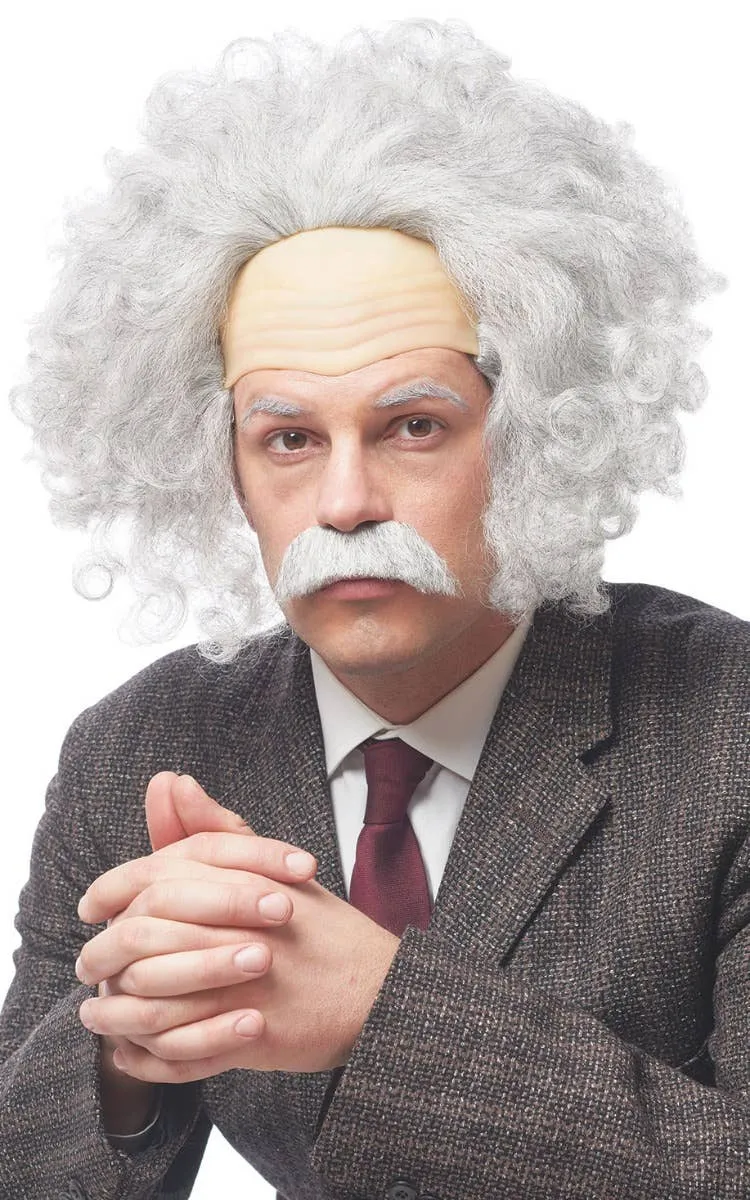 Genius Albert Einstein Grey Mens Costume Wig Set