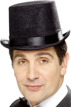 Gentleman's Fancy Black Velvet Top Hat