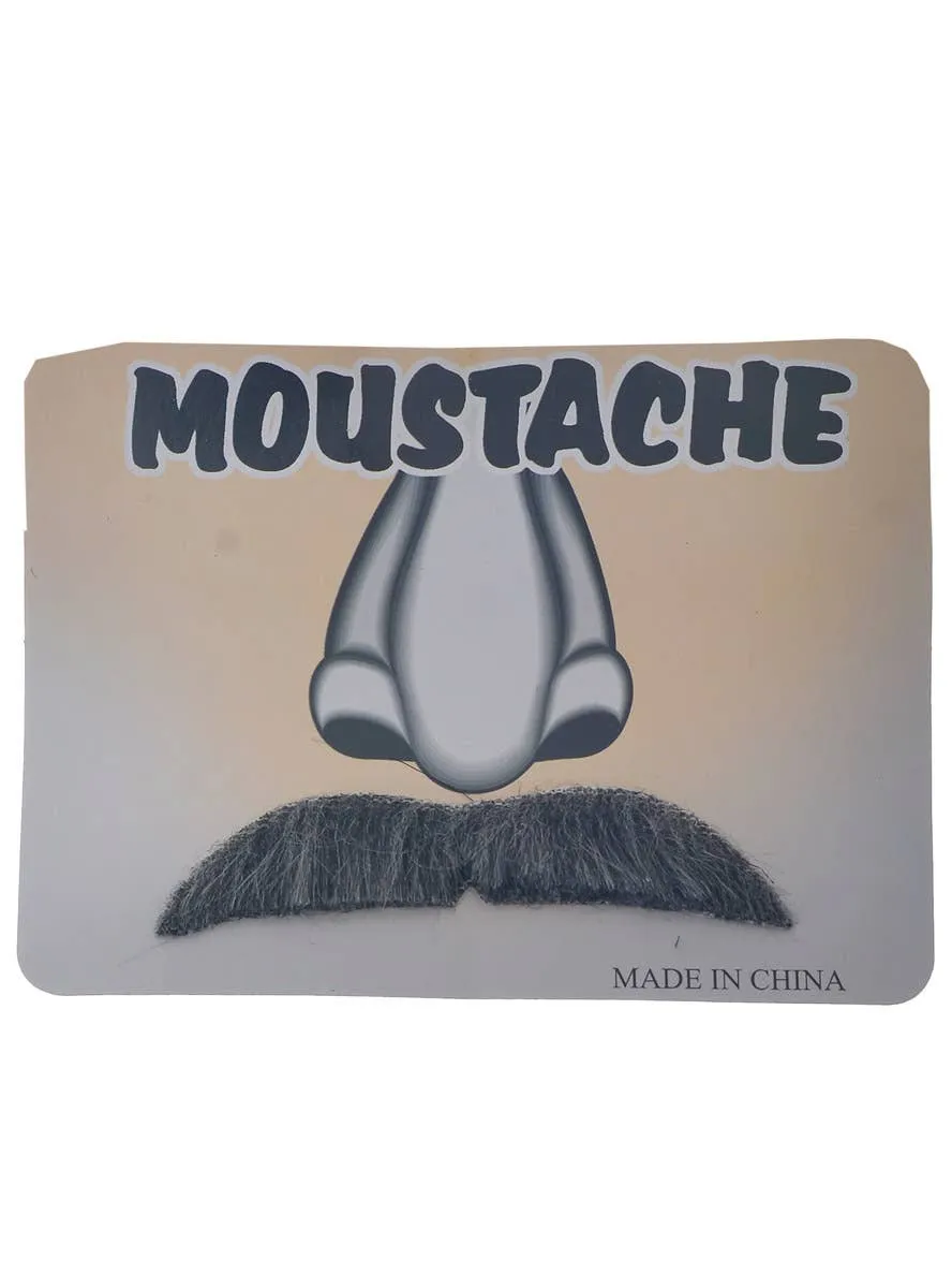 Gentleman's Stick-On Grey Faux Hair Costume Moustache