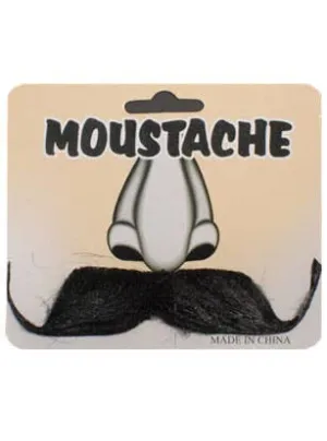 GentleMens Black Stick On Fake Moustache