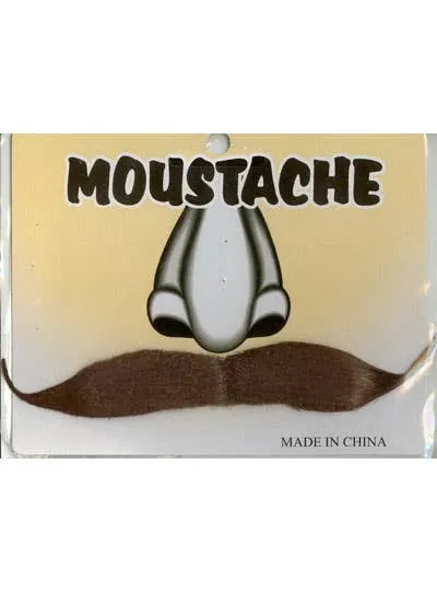 GentleMens Brown Stick On Fake Moustache