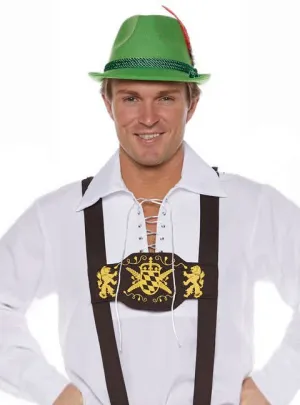 German Mens Brown Oktoberfest Lederhosen Suspenders