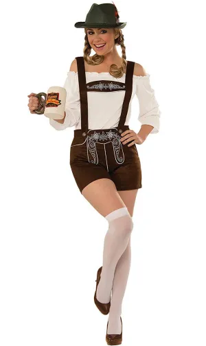 German Womens Brown Lederhosen Oktoberfest Costume