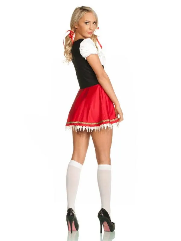 German Womens Red Oktoberfest Beer Wench Costume