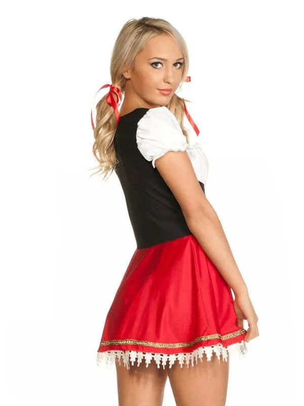 German Womens Red Oktoberfest Beer Wench Costume