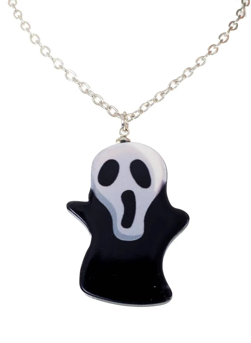 Ghost Face Pendant Halloween Costume Necklace