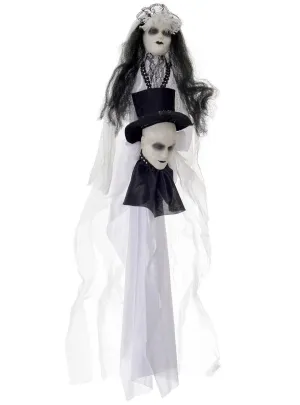 Ghostly Bride with Groom Head Hanging Halloween Decoration