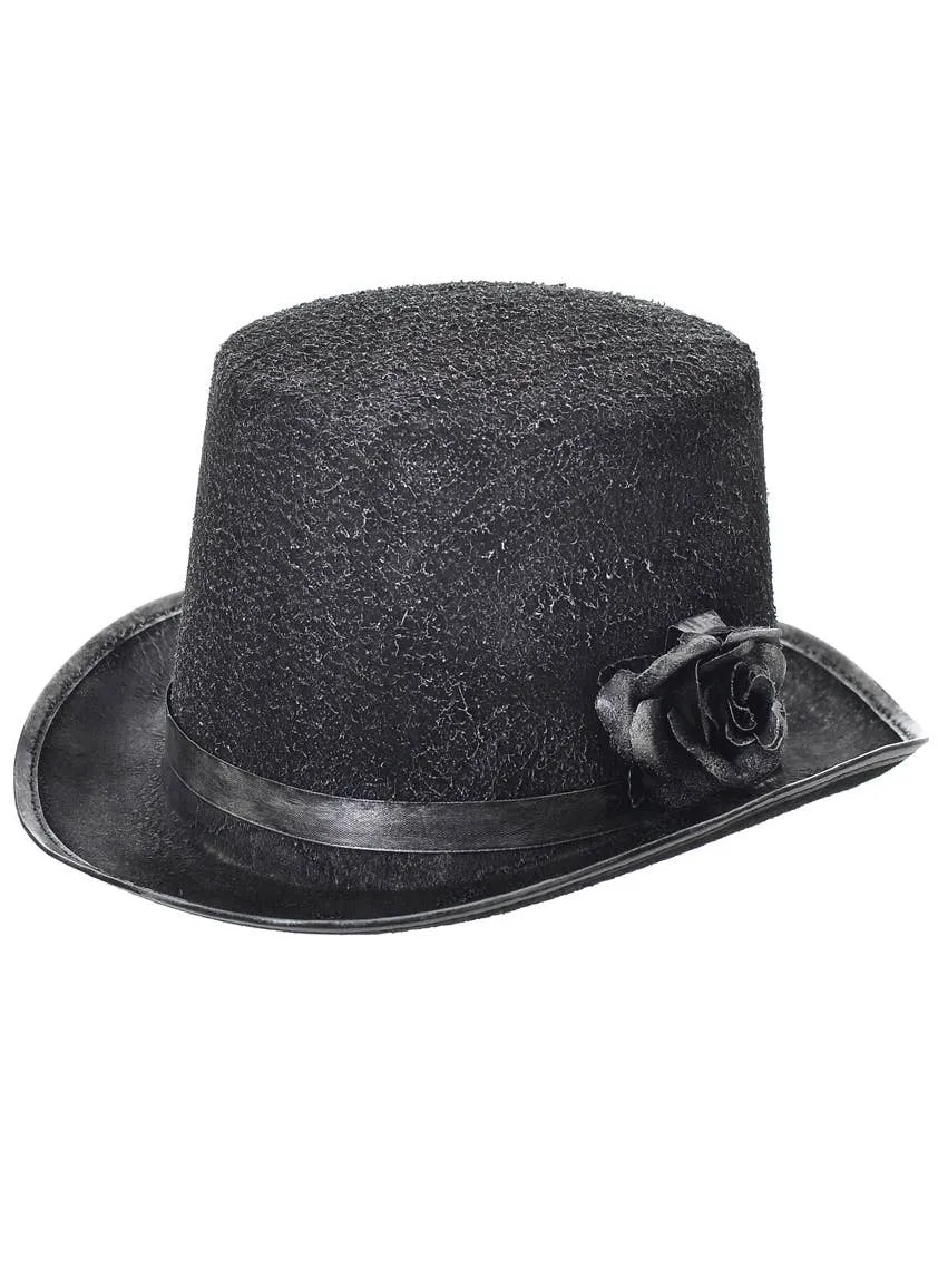 Ghostly Halloween Black and Silver Top Hat
