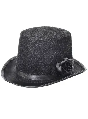 Ghostly Halloween Black and Silver Top Hat