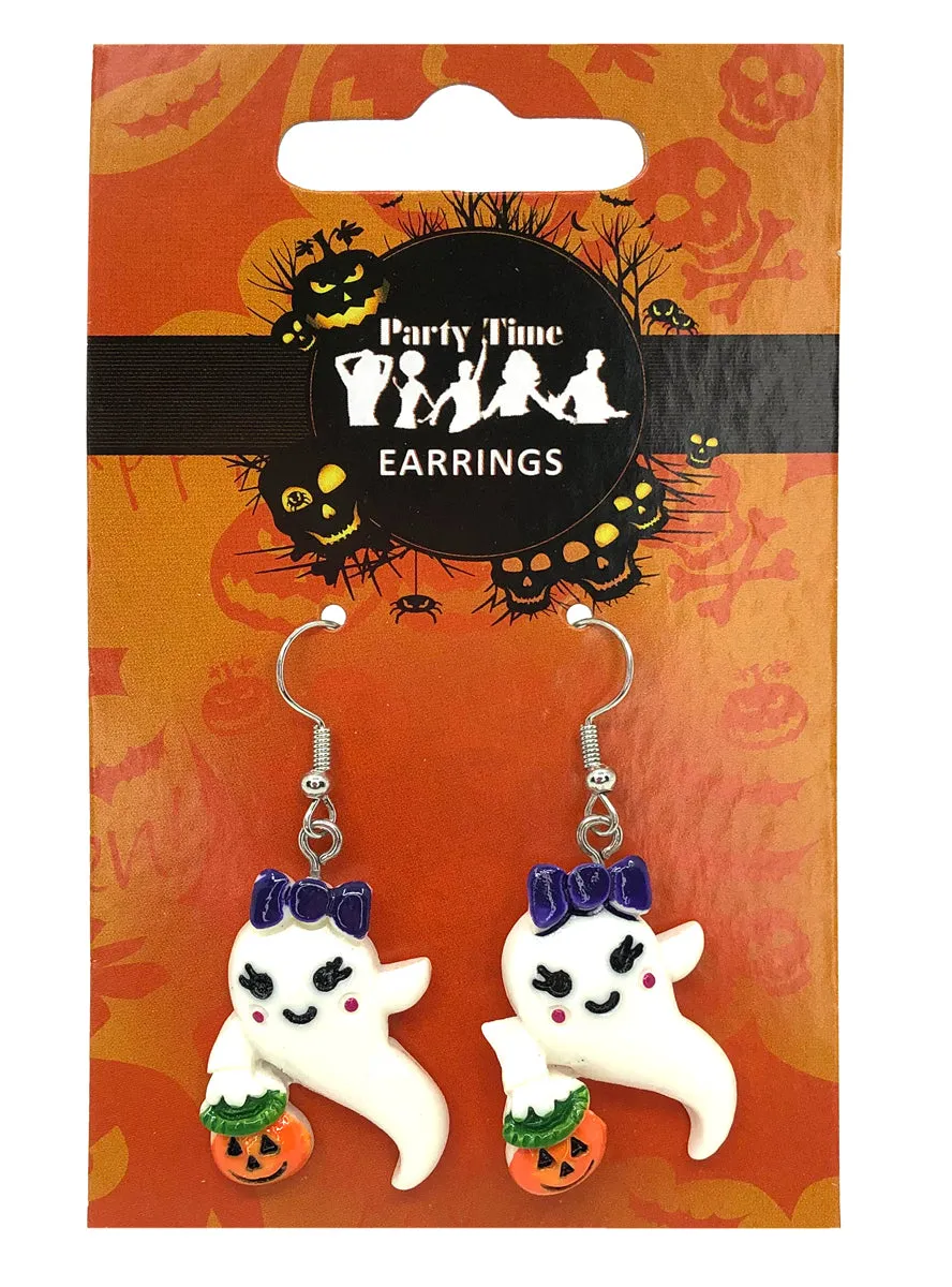 Ghosts And Pumpkins Halloween Costume Earrings