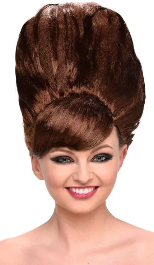 Giant Beehive Womens Brown 1960s Costume Wig
