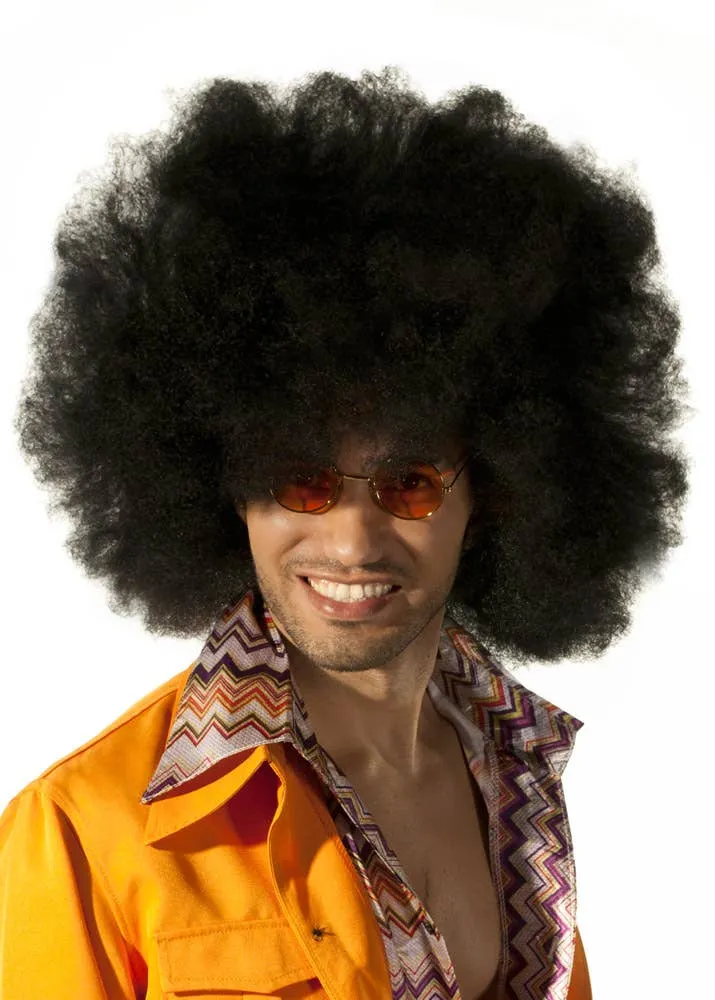 Giant Black Unisex Adults 1970s Afro Costume Wig