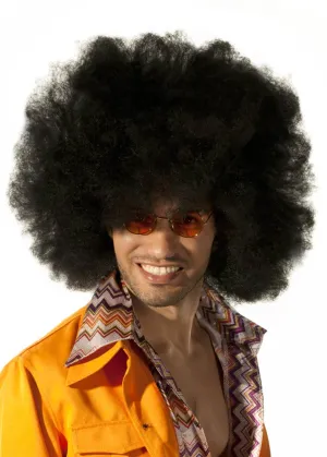 Giant Black Unisex Adults 1970s Afro Costume Wig