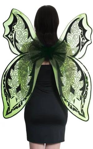 Giant Green and Black Glitter Halloween Wings