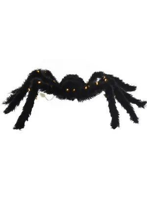 Giant Hairy Black Light Up Halloween Spider Decoration