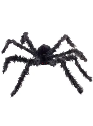 Giant Hairy Black Spider with Light Up Eyes Halloween Prop