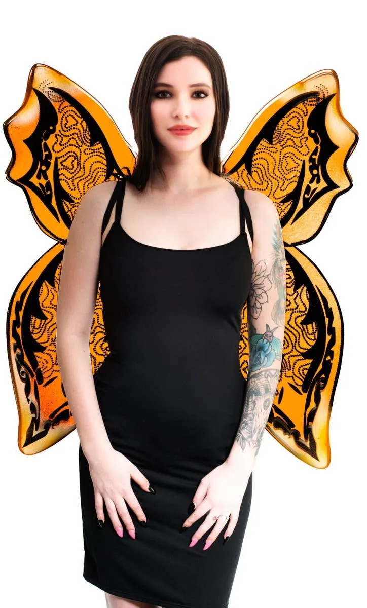 Giant Orange and Black Glitter Halloween Wings