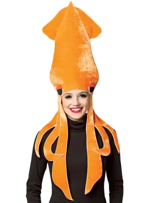 Giant Orange Squid Adults Costume Hat