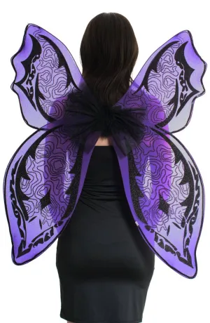 Giant Purple and Black Glitter Halloween Wings