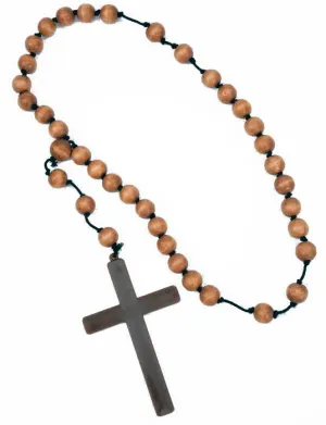 Giant Rosary Beads with Cross Costume Necklace