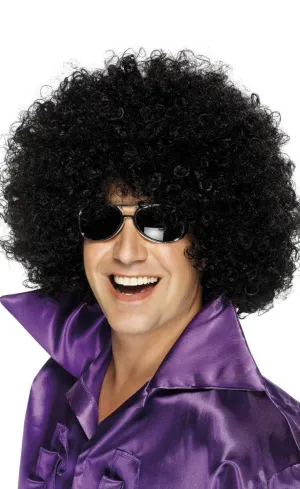 Giant Unisex 1970s Black Costume Afro Wig