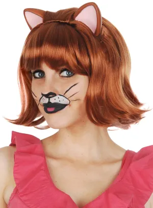 Ginger Cat Womens Auburn Red Bob Wig With Ears