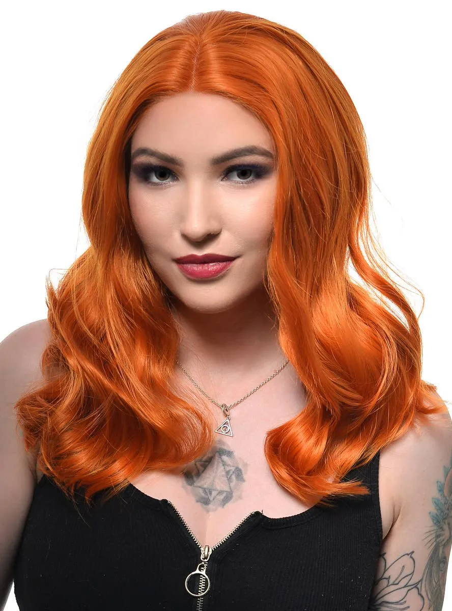 Ginger Orange Loose Waves Mid-Length Lace Front Fashion Wig