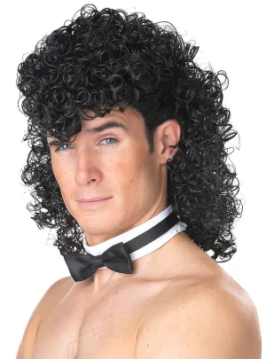 Girls Night Out Mens Curly Black Stripper Wig and Bow Tie