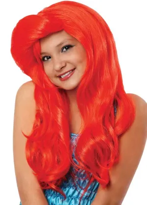 Girls Red Mermaid Costume Wig