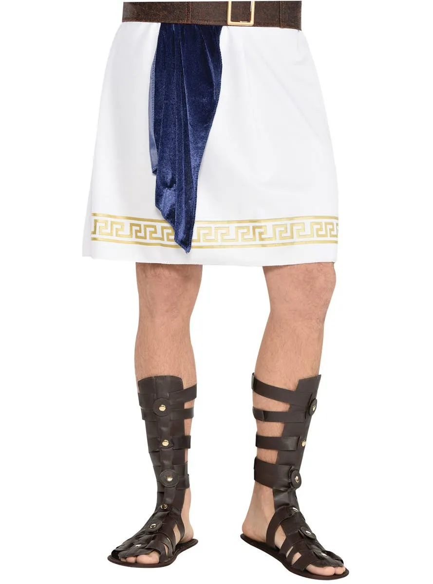 Gladiator Brown Leather Look Mens Costume Sandals