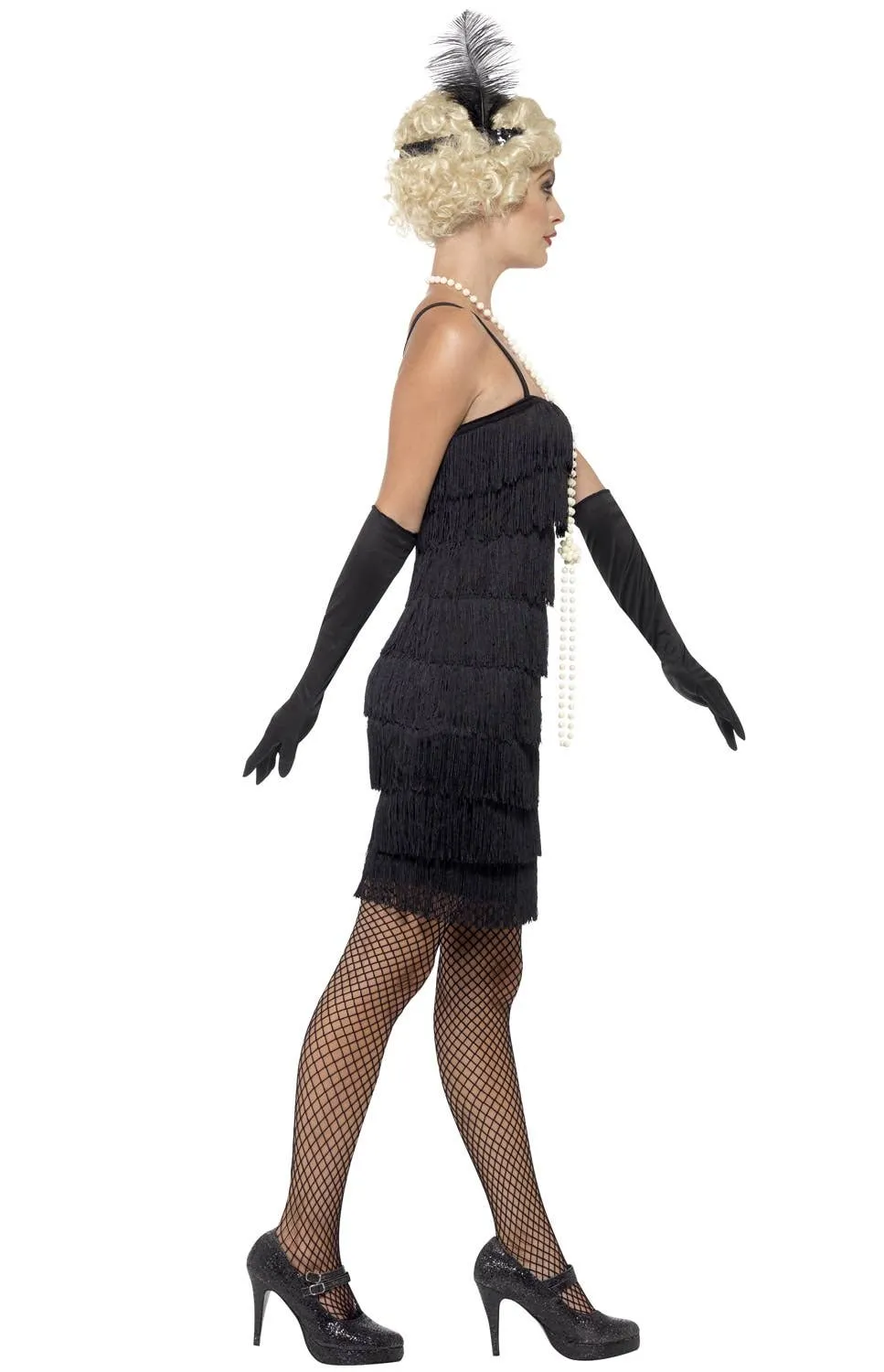 Glam Flapper Womens Black 1920s Costume