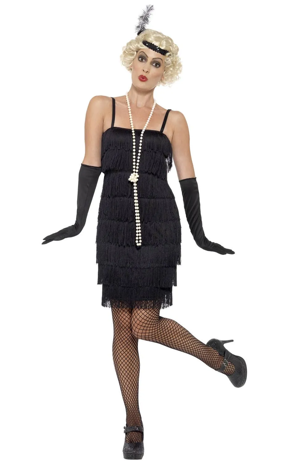 Glam Flapper Womens Black 1920s Costume